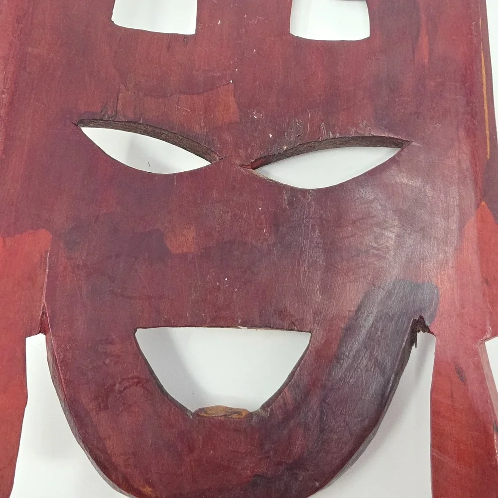 Hand Carved African Tribal Mask Made in Kenya Wood Wall Art Vintage